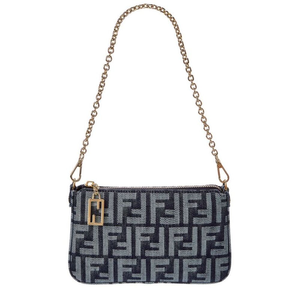 Fendi Baguette Denim Pouch, Blue